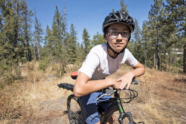 Boy on mountain bike