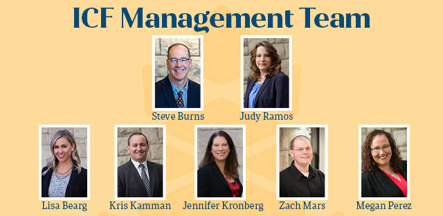 Background: Pictures of ICF Staff - Caption: ICF Management Team