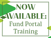 Background: Green Diamonds - Caption: Now Available: Fund Portal Training